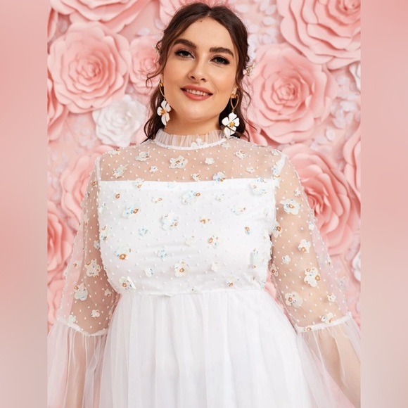 SHEIN Unity Frill Neck Organza Overlay Dress - Picture 11 of 13